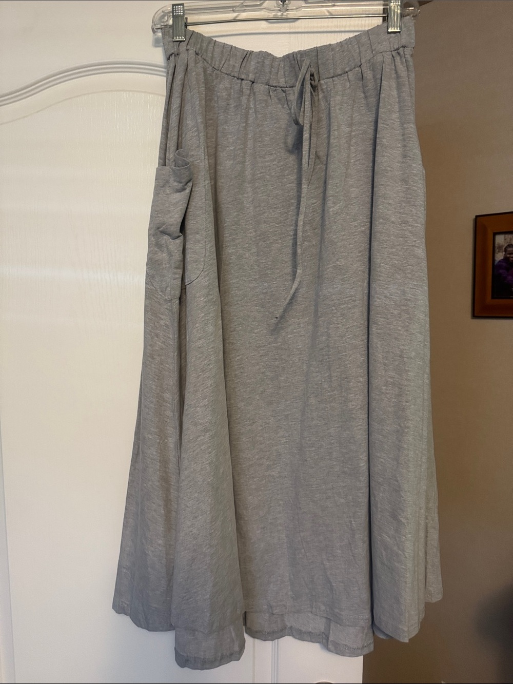 Tickled Teal Light Gray Maxi Skirt with Drawstring